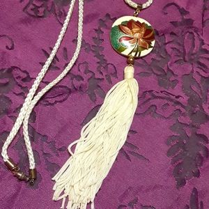 🌹Cloisonne double sided tassle cord necklace screw